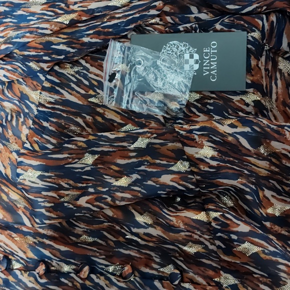 Vince Camuto Plus Size Metallic Printed Maxi Dress - Classic Navy 2x/3X - Picture 3 of 12